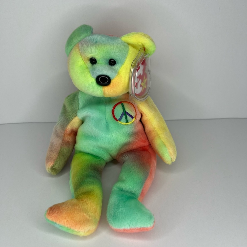 Ty Green and Yellow Stuffed Animal Plush Bear